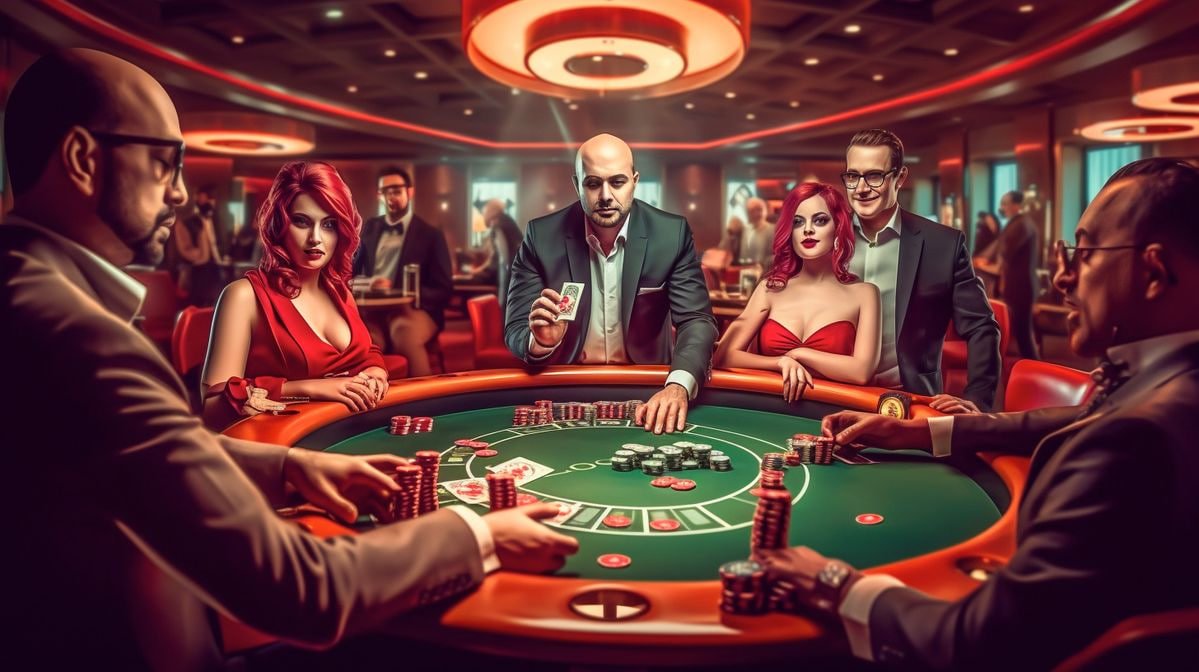 Layar permainan Texas Hold'em Bonus jawawin menunjukkan kartu komunitas dan peringkat tangan pemain